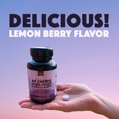 Natural Rhythm Ah Chews! Immune Booster Lozenges with Elderberry, Zinc & Vitamin D3 – No Added Sugar, 60 Capsules