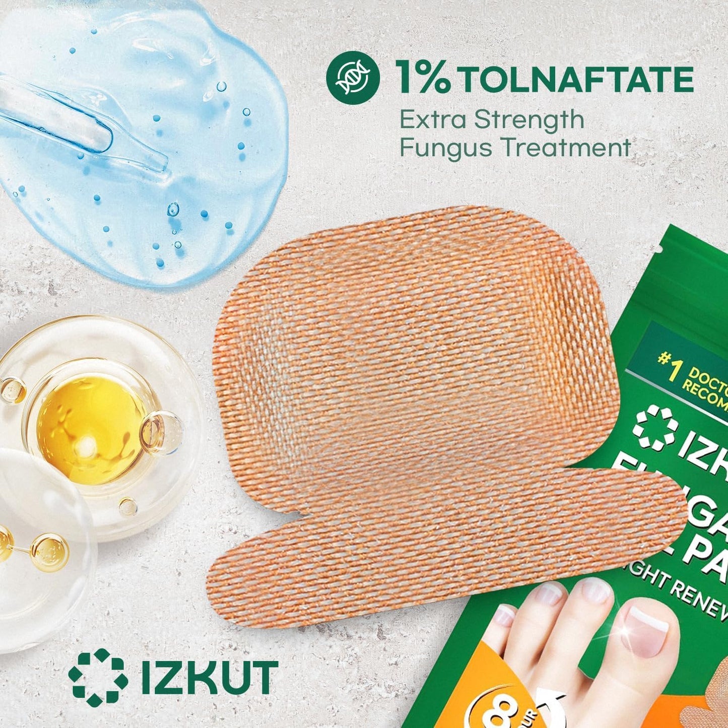 Natural Vine Toenail Fungus Patches — Extra Strength 1% Tolnaftate, 8-Hour Night Renewal | 32 Patches