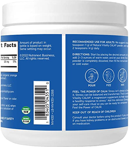 Natural Vitality CALM Magnesium Drink Mix – Orange, 8 oz | Gluten Free, Vegan, Non-GMO
