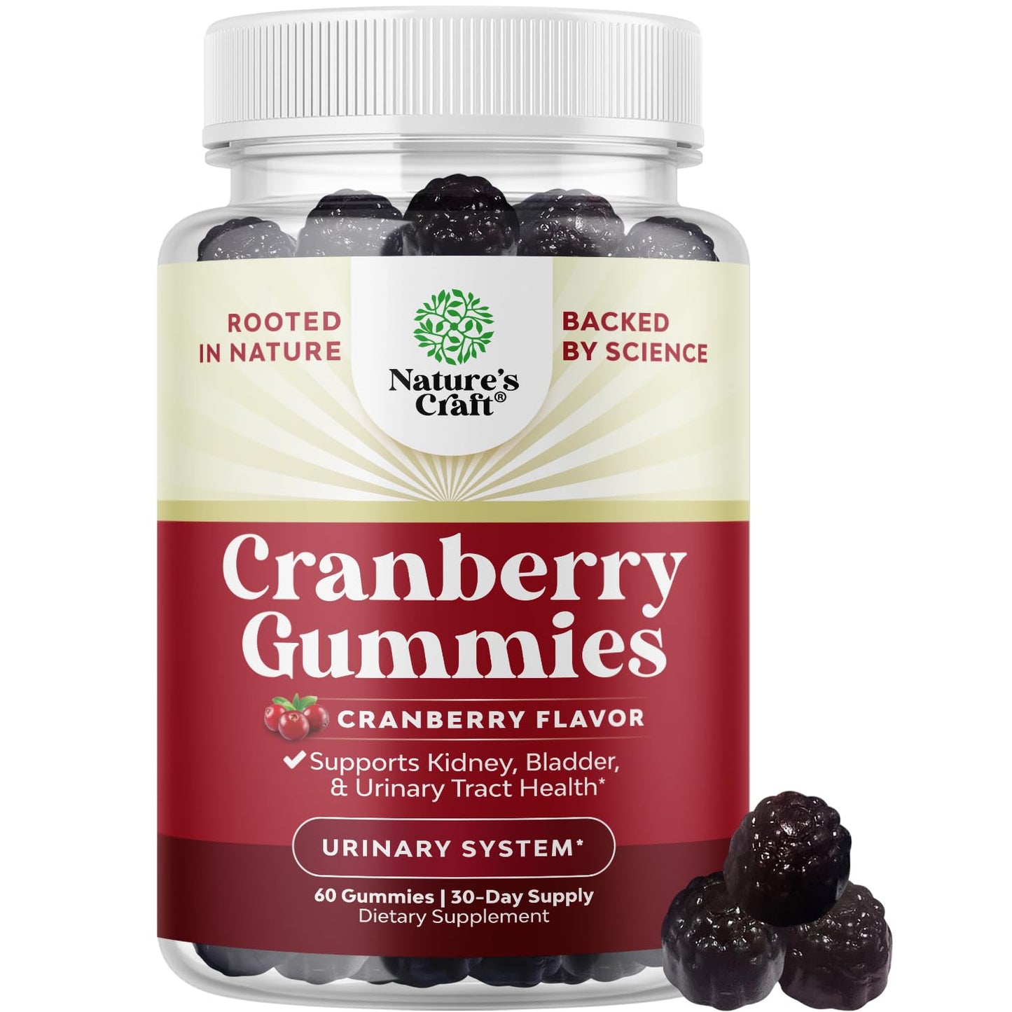 Natural Cranberry Gummies - Extra Strength for Urinary Tract & Kidney Health