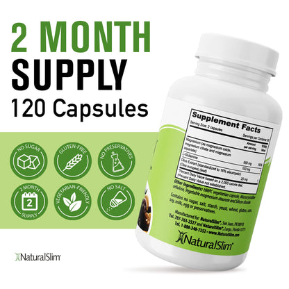 NaturalSlim Constipend — Gentle Stool Softener with Magnesium Citrate, Olive Leaf Extract, 120 Capsules