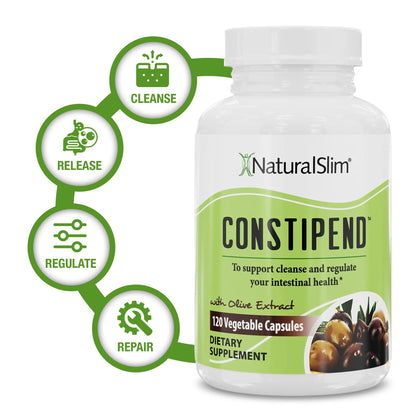 NaturalSlim Constipend — Gentle Stool Softener with Magnesium Citrate, Olive Leaf Extract, 120 Capsules