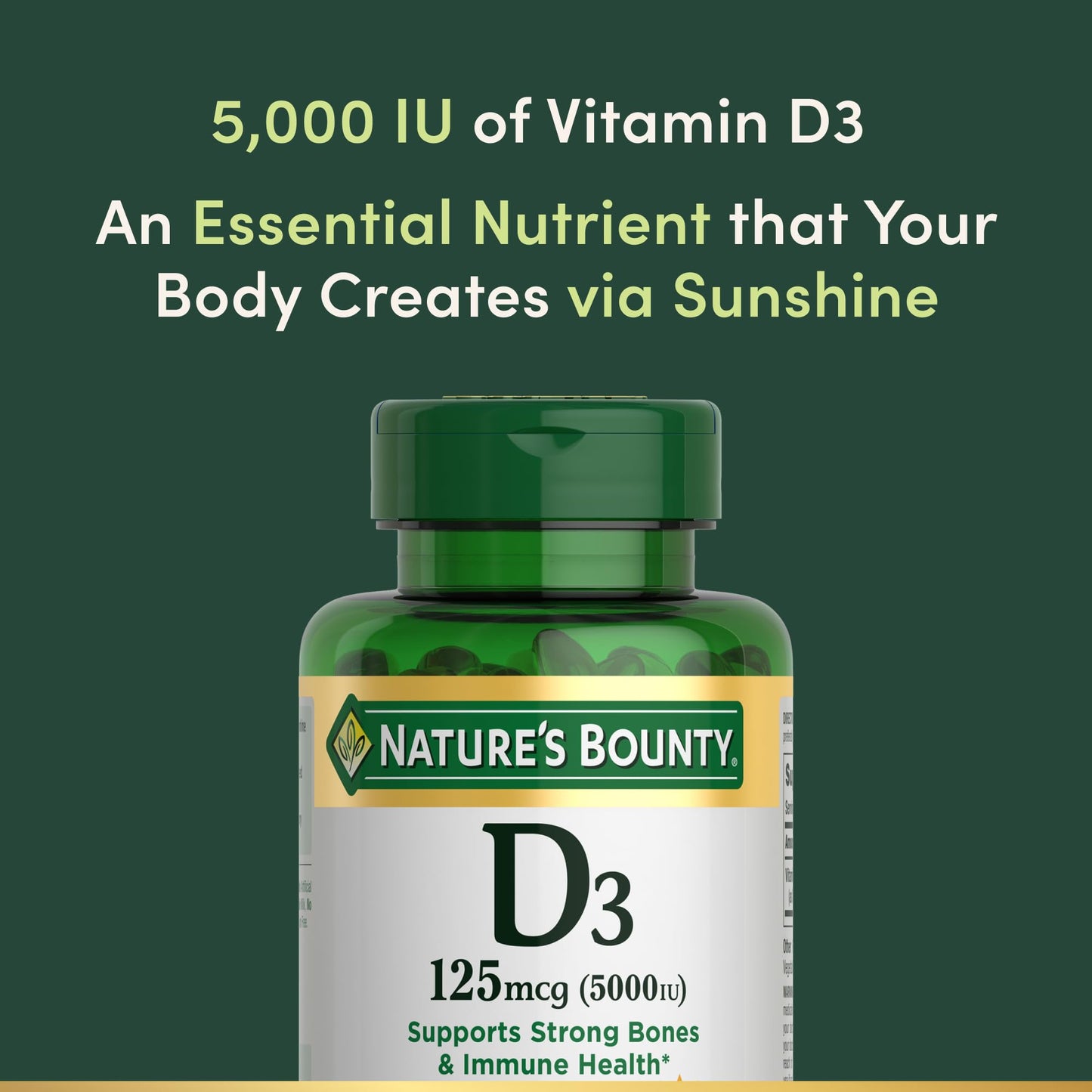 Nature's Bounty Vitamin D3 5000 IU Softgels – Immune Support, 240 Ct