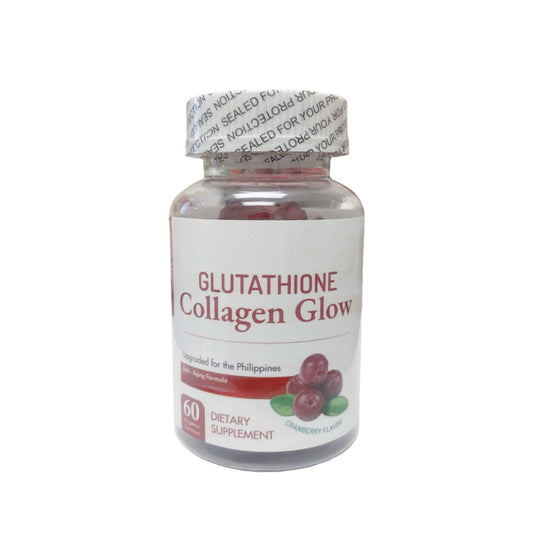 Nature Glow Glutathione Collagen Glow Gummies – Cranberry or Strawberry, 60 Organic Chewable Gummies, 1 Bottle