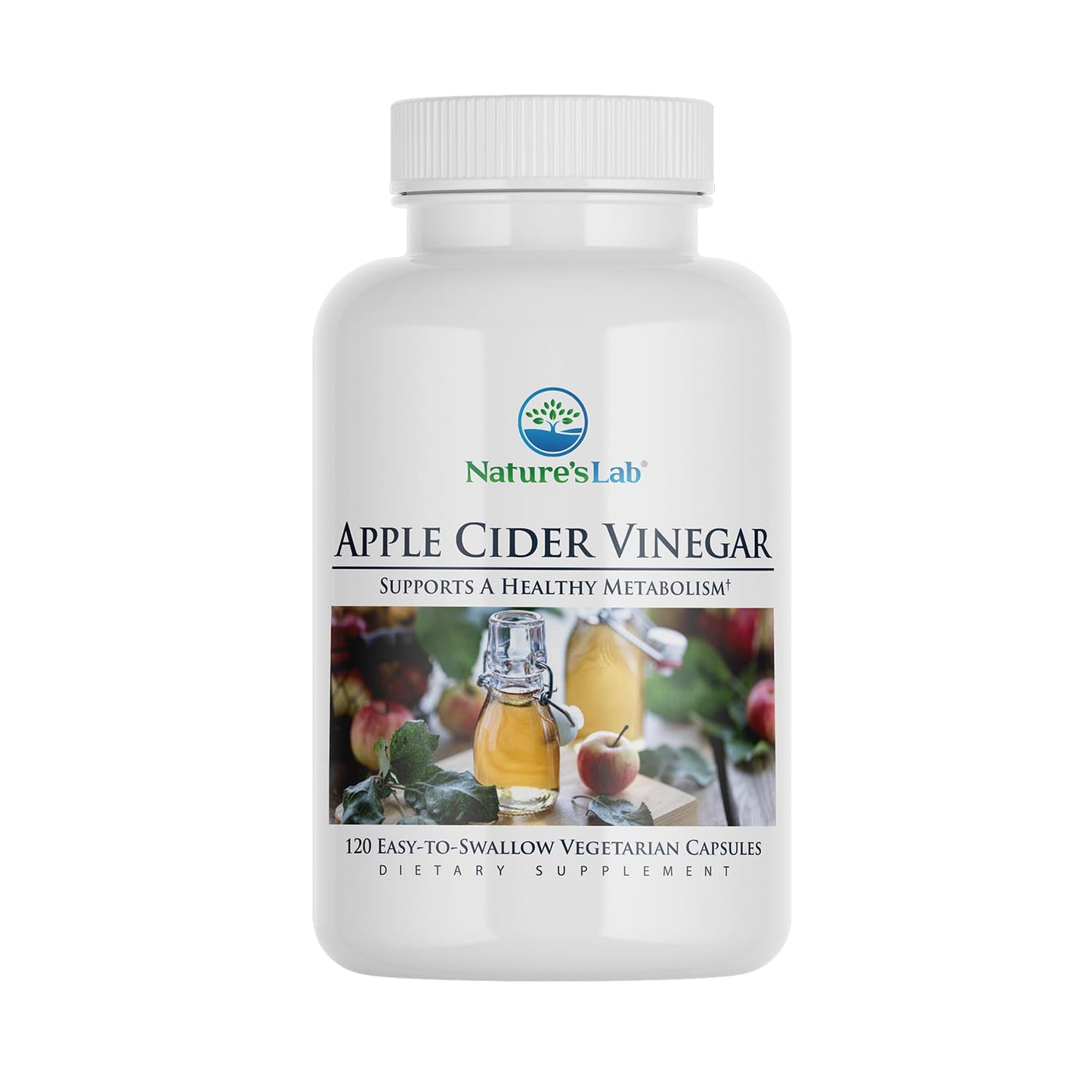 Nature's Lab Apple Cider Vinegar 1200mg with Chromium – 120 Capsules (60 Day Supply)