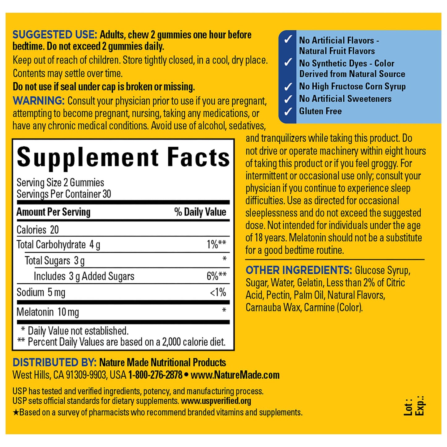 Nature Made Melatonin 10 mg Gummies – Maximum Strength Sleep Aid for Adults, 60-Count (30-Day Supply)