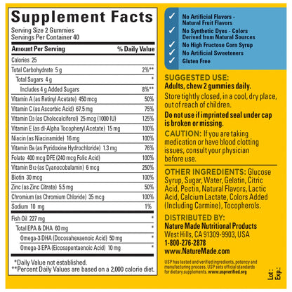 Nature Made Men's Multivitamin Gummies with Omega-3 – 80 Count (40-Day Supply)