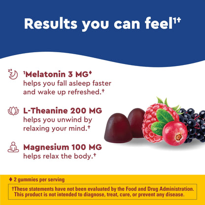 Nature Made Wellblends Sleep & Recover Gummies – Melatonin 3mg, L-Theanine 200mg, Magnesium 100mg (44 CT)