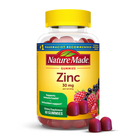 Nature Made Zinc 30 mg Gummies – دعم المناعة وصحة مضادات الأكسدة، 60 قطعة