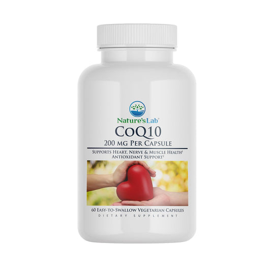 Nature's Lab CoQ10 200mg – يدعم صحة القلب والأعصاب والعضلات* – 60 كبسولة (تكفي شهرين)