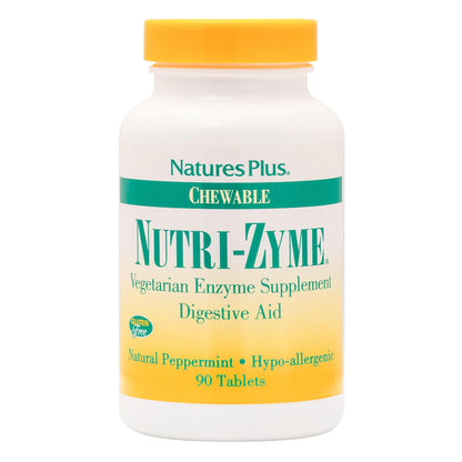 Nature's Plus Nutri-Zyme Peppermint Chewables – 90 Tablets, Vegetarian Digestive Enzymes, Gluten-Free