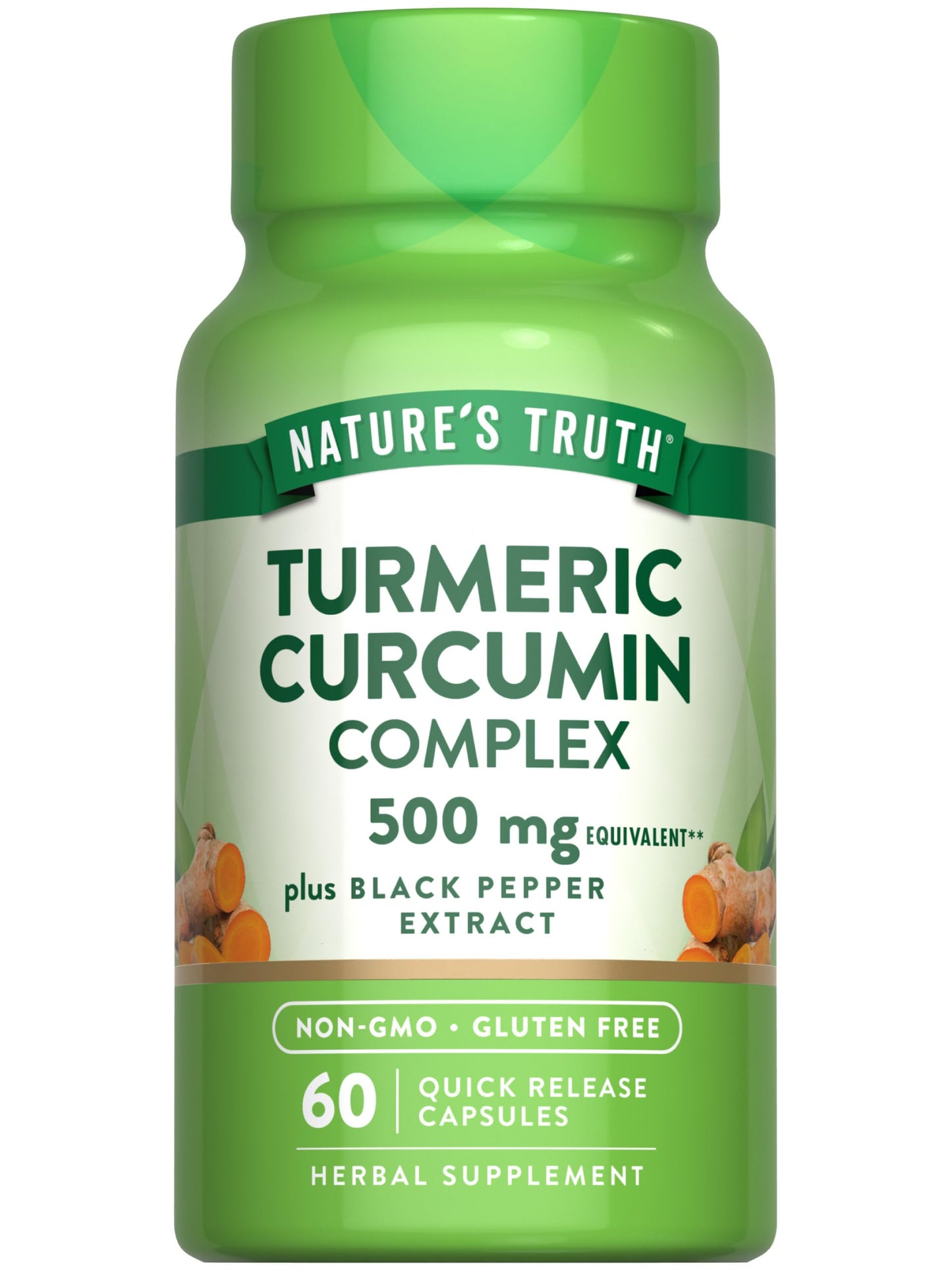 Nature's Truth Turmeric Curcumin with Black Pepper Extract - 500mg, 60 Capsules | Non-GMO & Gluten-Free