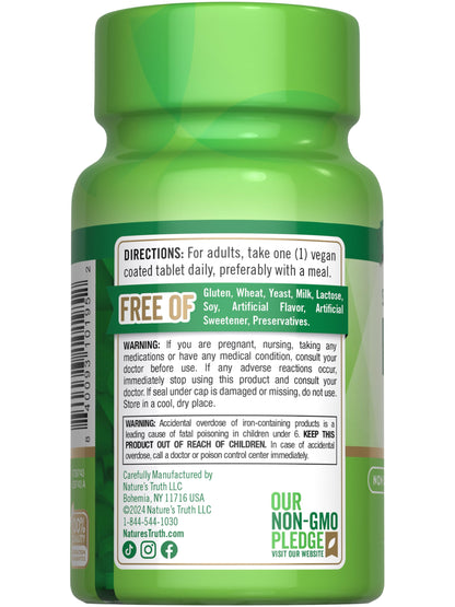 Nature's Truth Iron Supplement 45 mg | 60 Pills | Pack of 2 | Non-GMO & Gluten Free