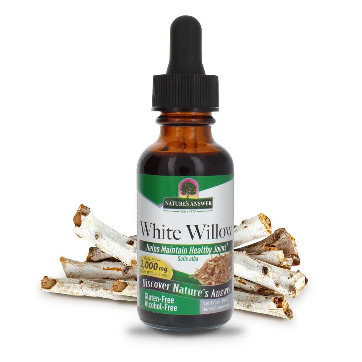 Nature's Answer White Willow Bark Extract 1 oz — Alcohol-Free, Gluten-Free, Non-GMO, Vegetarian Joint Support
