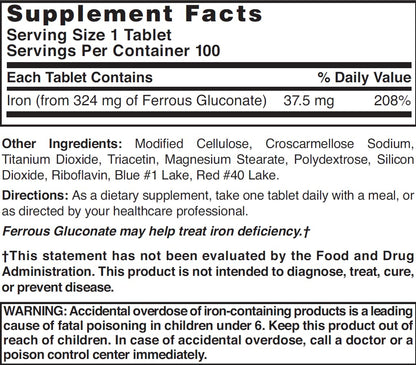 Nature's Blend Ferrous Gluconate Tablets, 100 Count