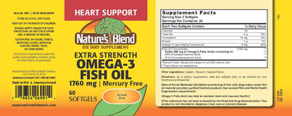 Nature's Blend Fish Oil 1760 mg Omega-3 Extra Strength - 60 Softgels