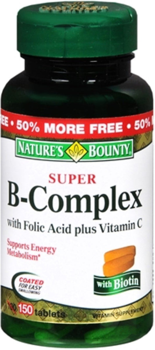 Nature's Bounty B-Complex مع حمض الفوليك وفيتامين C - 150 قرص (عبوة من 1)