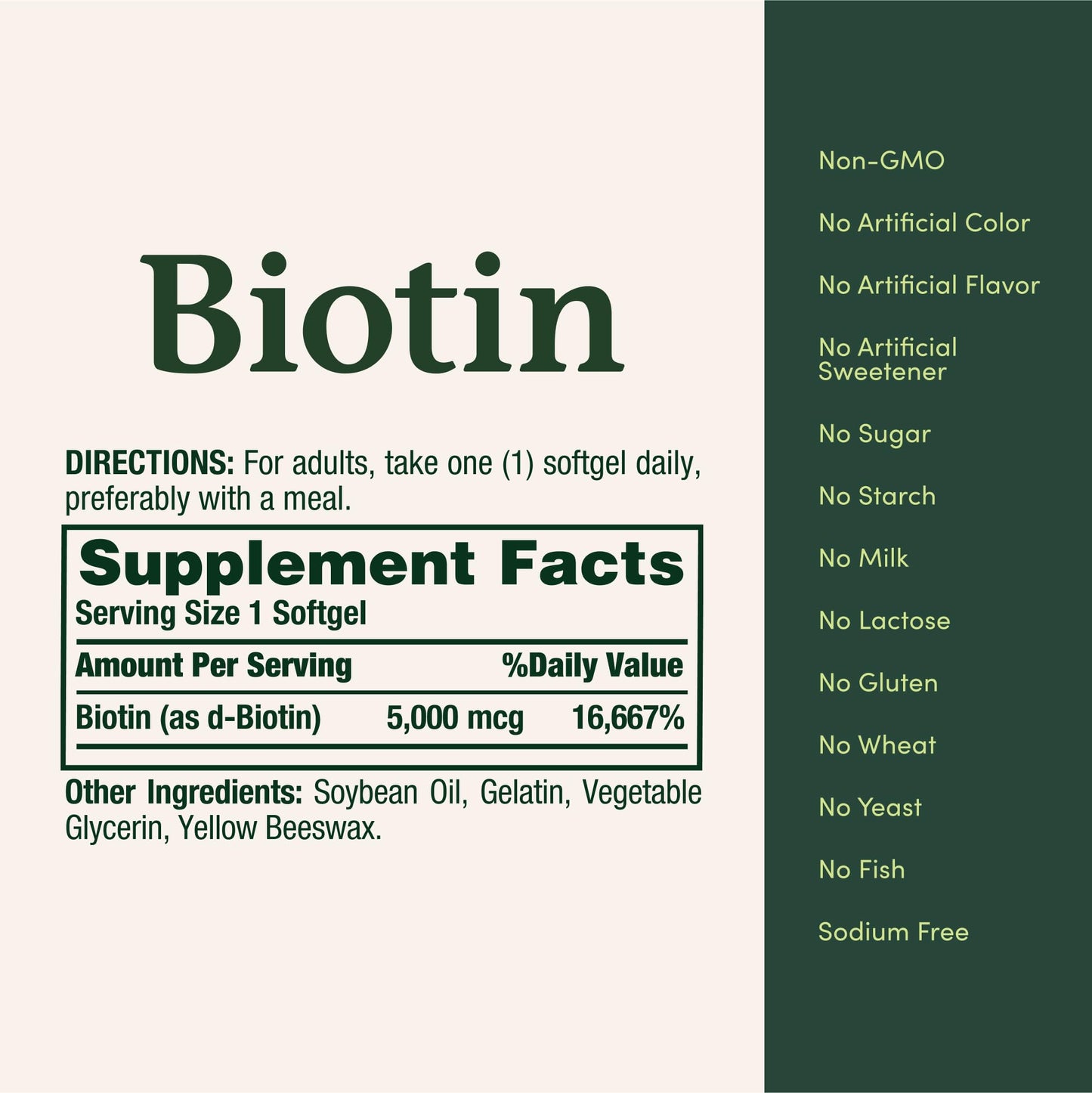 Nature's Bounty Biotin 5000 mcg - Supports Metabolism, Hair, Skin & Nails (150 Softgels)