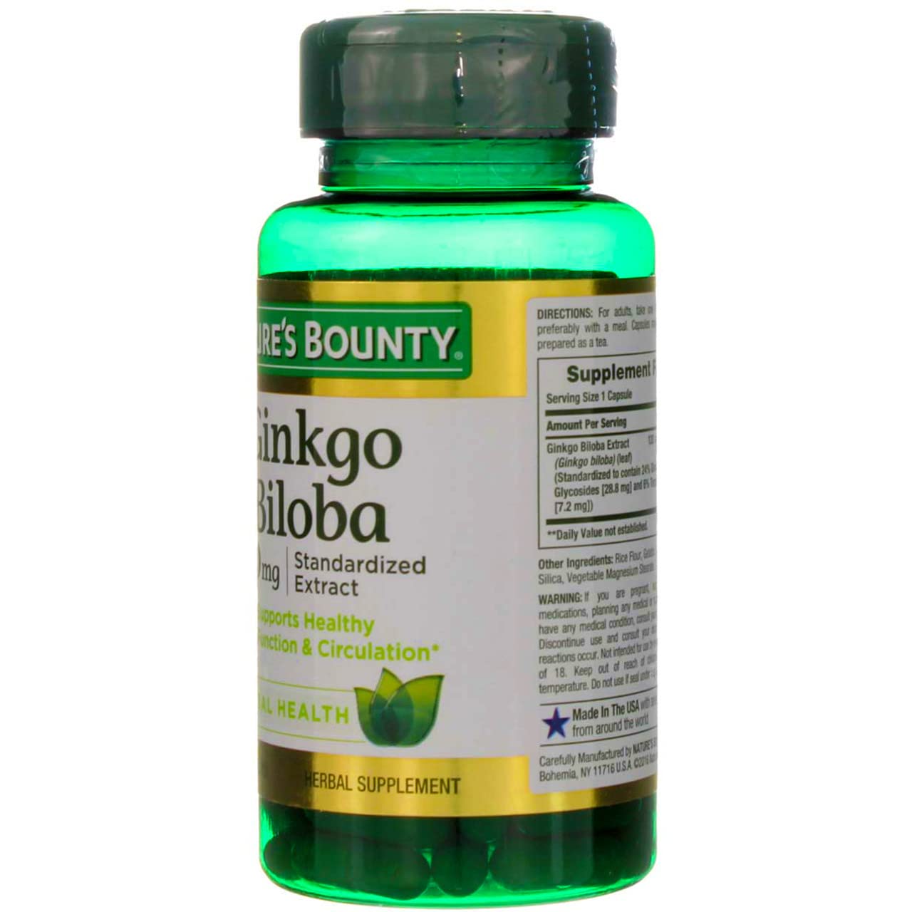 Nature's Bounty Ginkgo Biloba Capsule 120 mg - 100 ct | Standardized Extract