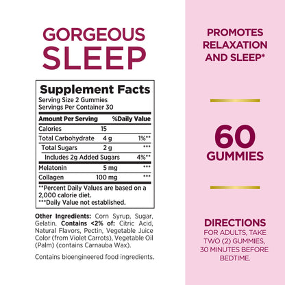 Nature's Bounty Gorgeous Sleep Melatonin Gummies with Collagen — 60 Count