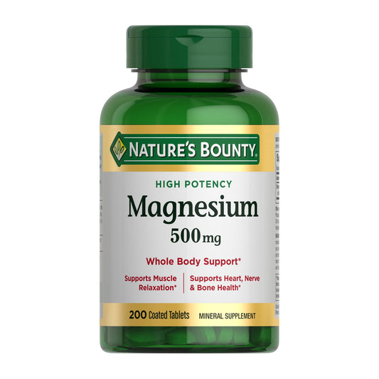 Nature's Bounty Magnesium 500 mg Tablets | 200 Count – Bone & Muscle Health