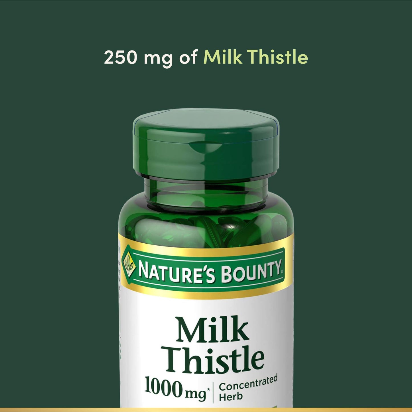 Nature's Bounty Milk Thistle 1000mg – Rapid Release Softgels, Gluten Free, 50 Ct