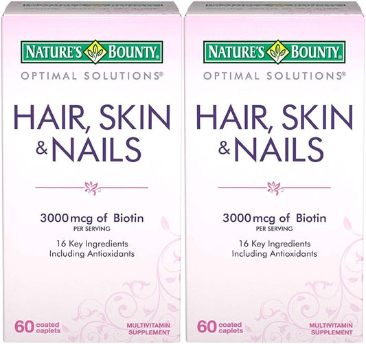 Nature's Bounty Optimal Solutions تركيبة للشعر والبشرة والأظافر - 120 كبسولة مغلفة (2 × 60 كبسولة)