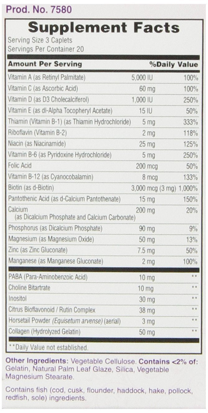 Nature's Bounty Optimal Solutions Hair, Skin & Nails Formula - 120 Coated Caplets (2 x 60 Count)