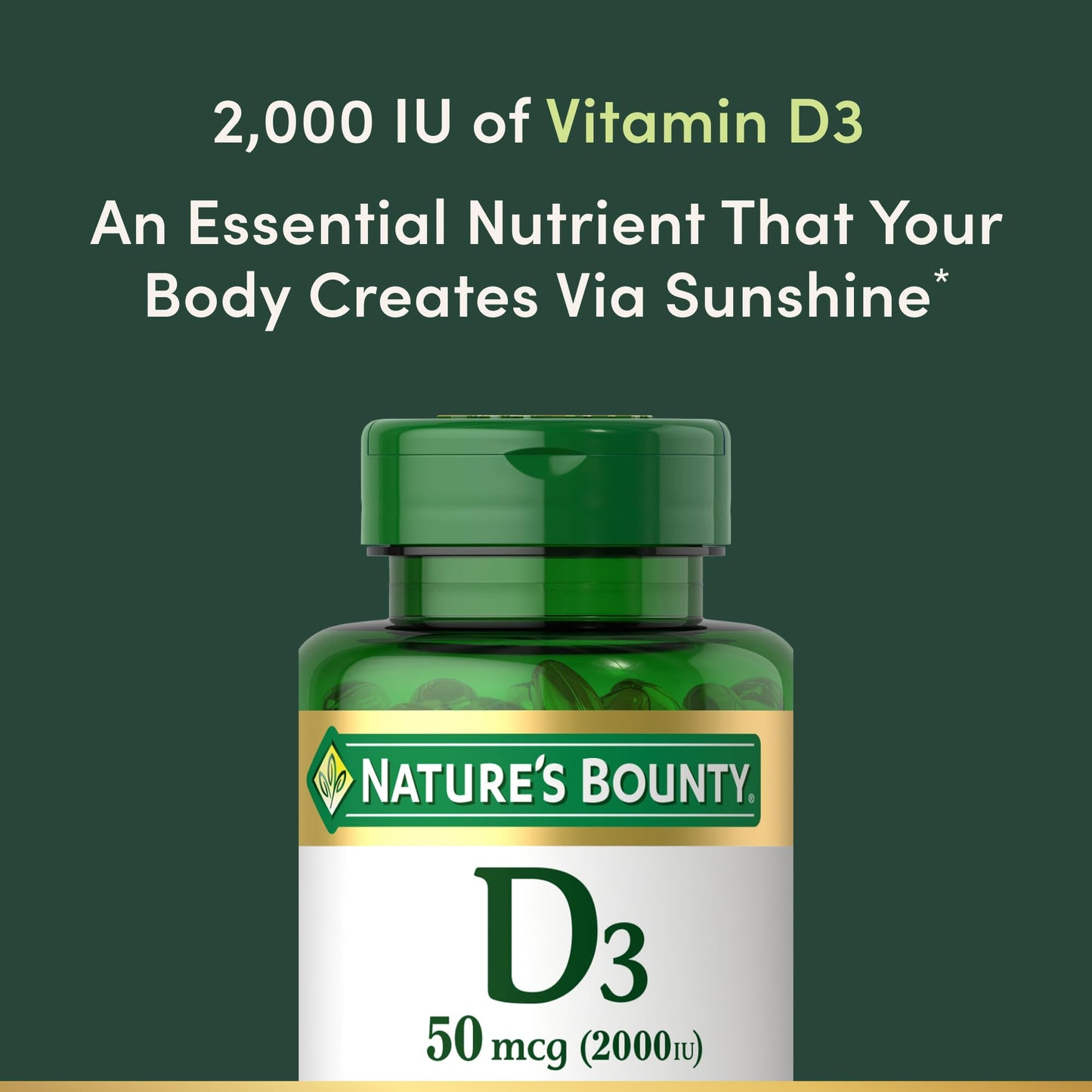 Nature's Bounty Vitamin D3 50 mcg – 150 Softgels (Pack of 2) | Immune & Bone Support