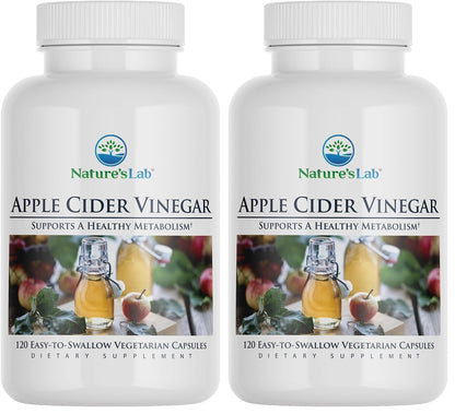 Nature's Lab Apple Cider Vinegar 1200mg with Chromium – 120 Capsules (Pack of 2)