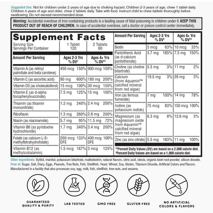 Nature's Lab Kid's Multi Vitamin for Ages 2+ | Mixed Berry Chewables, 120 Tablets
