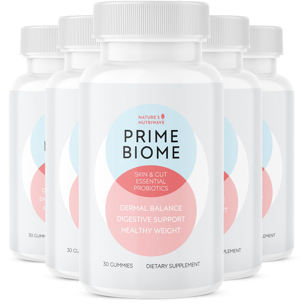 Nature's NutriWave PrimeBiome Probiotic Gummies – Plant-Based, Non-GMO, 30 Gummies, 6-Month Supply | GMP Certified
