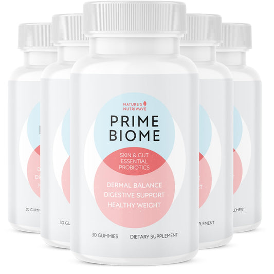 Nature's NutriWave PrimeBiome Probiotic Gummies – Plant-Based, Non-GMO, 30 Gummies, 6-Month Supply | GMP Certified