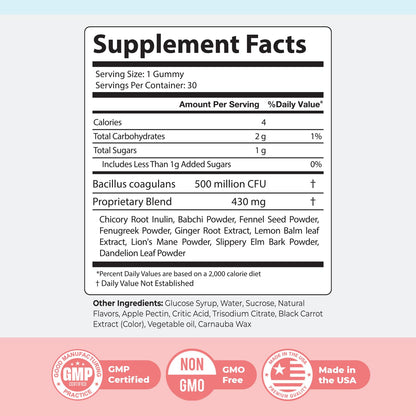 Nature's NutriWave PrimeBiome Probiotic Gummies – Plant-Based, Non-GMO, 30 Gummies, 6-Month Supply | GMP Certified