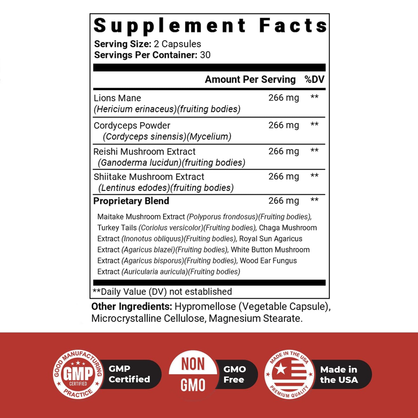 Nature’s NutriWave Dr. Love Roar Lion’s Mane Mushroom Supplement – Plant-Based Formula with Cordyceps, Reishi & Shiitake | Vegan, Gluten-Free, GMP Certified, Made in USA – 60 Capsules