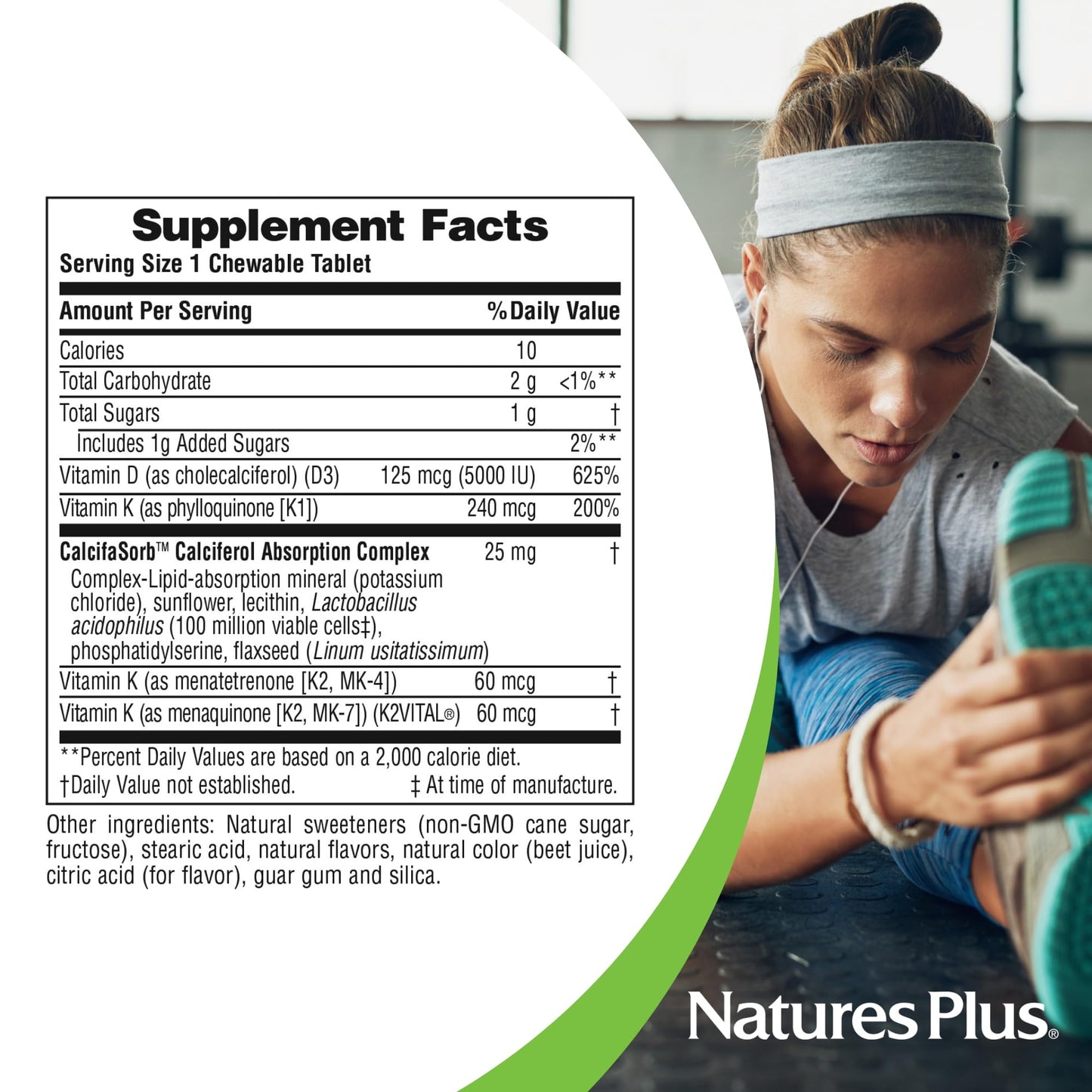 Natures Plus D & K Complex - 60 Mixed Berry Chewables | Supports Calcium Metabolism