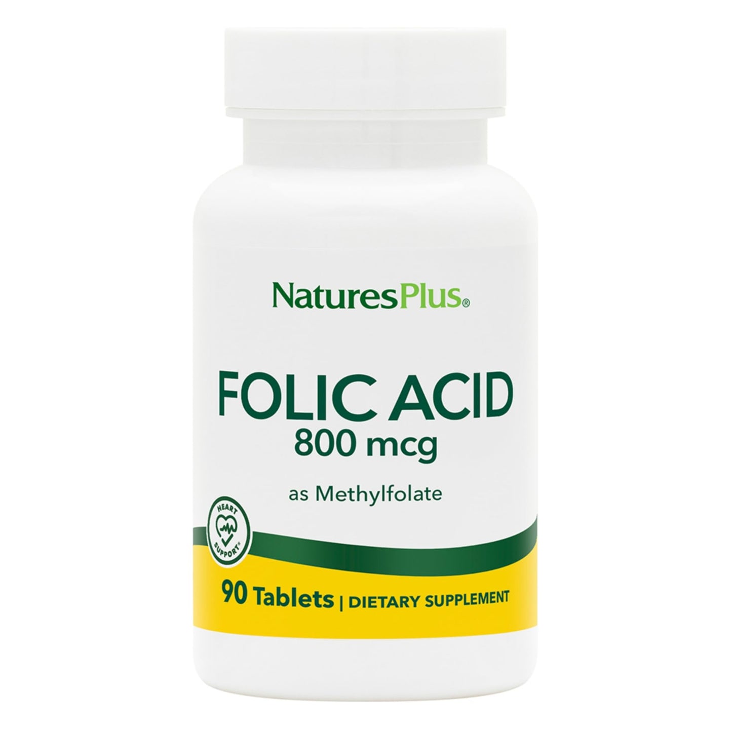 Nature's Plus Folic Acid Hearts 800 mcg (Methylfolate) - 90 Vegan Tablets | Supports Healthy Tissue Growth