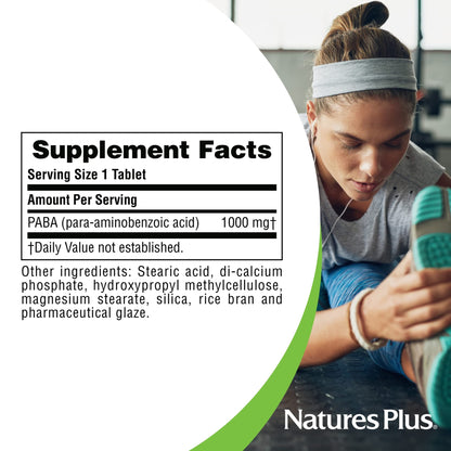 Nature's Plus PABA Sustained Release 1000 mg – 60 Veg Tablets