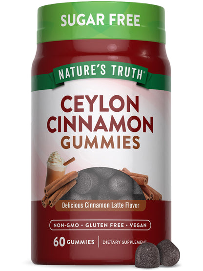 Nature's Truth Ceylon Cinnamon Gummies – 2000mg, Sugar Free, 60 Count, Vegan & Gluten Free