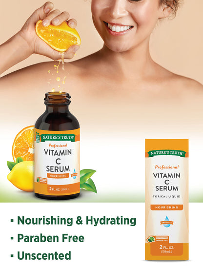 Nature's Truth Vitamin C Serum 2 oz – Nourishing Skin Care Oil, Unscented