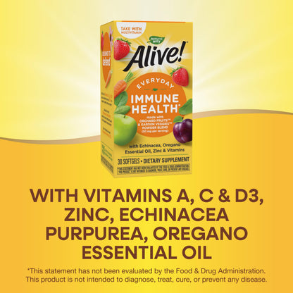 Nature's Way Alive! Everyday Immune Health with Echinacea & Zinc – 30 Softgels
