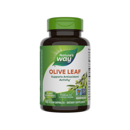 Nature's Way Olive Leaf 1,500 mg per 3-Capsule Serving – Antioxidant Support | Vegan, Non-GMO, Gluten Free
