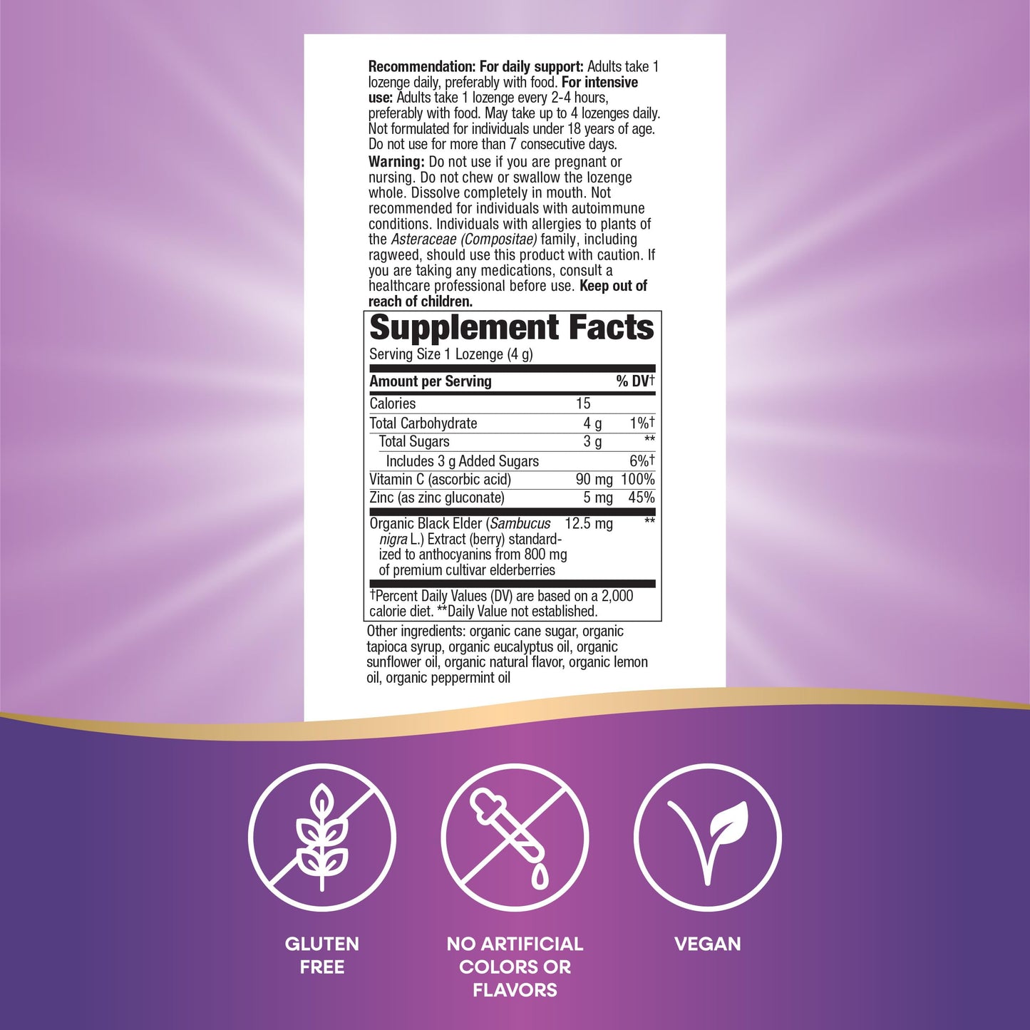 Nature’s Way Sambucus Zinc Lozenges with Elderberry, Vitamin C, Peppermint – 24 Lozenges