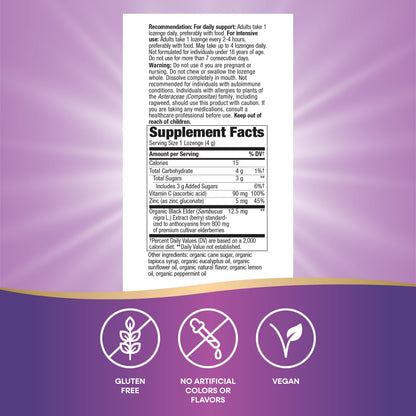 Nature’s Way Sambucus Zinc Lozenges with Elderberry, Vitamin C, Peppermint – 24 Lozenges