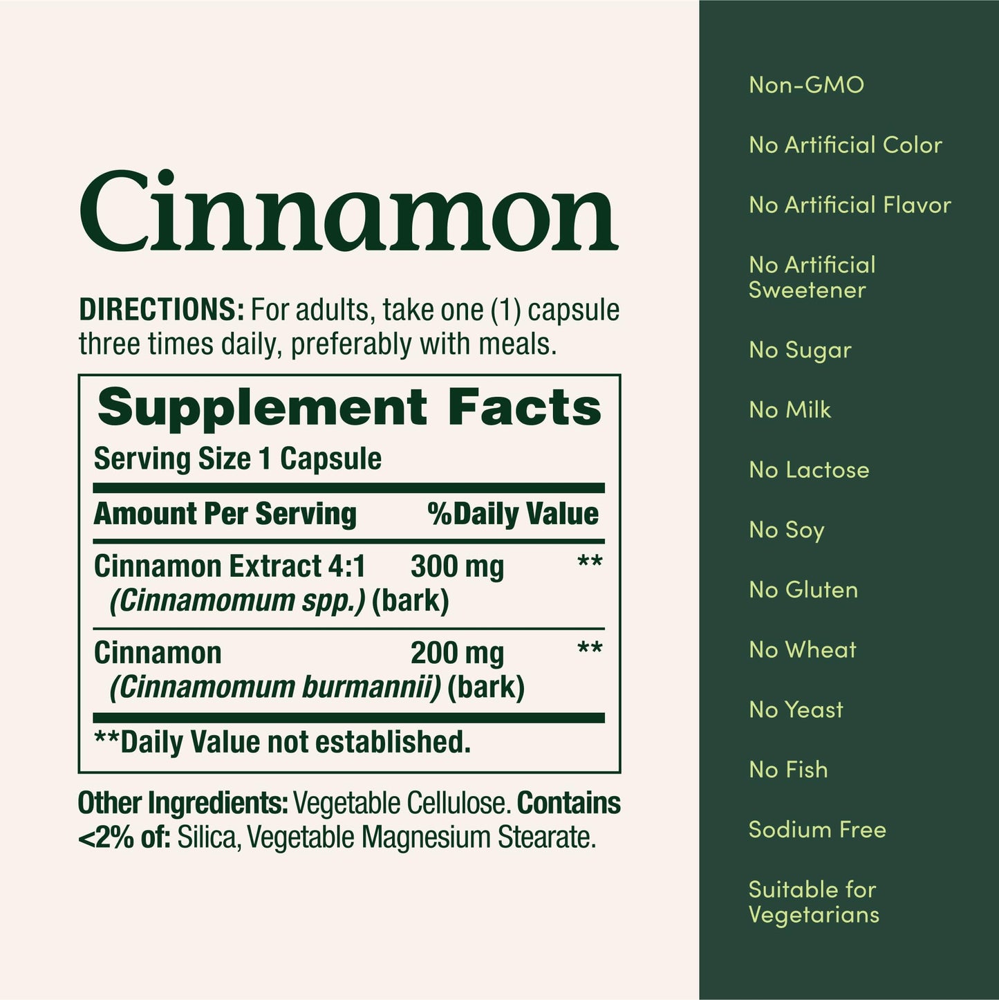 Nature's Bounty Cinnamon Capsules 1500 mg | Supports Sugar Metabolism & Heart Health | 100 Capsules