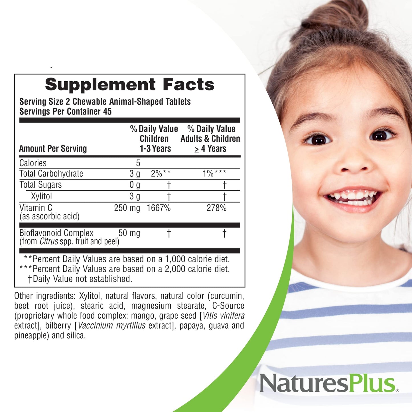 NaturesPlus Animal Parade Sugar-Free Vitamin C for Kids – 90 Chewables (2-Pack), Orange Flavor