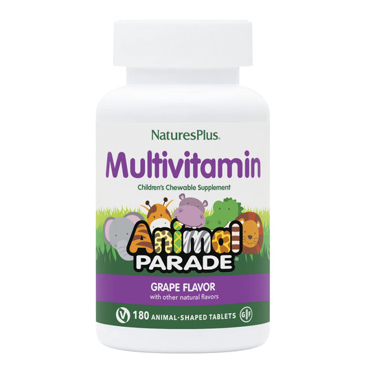 Nature's Plus Animal Parade Grape Kids Multivitamin – 180 علكة، 90 حصة