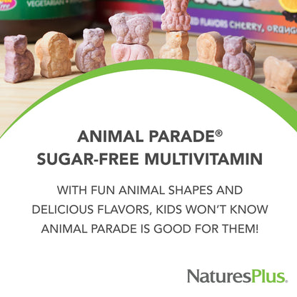 NaturesPlus Animal Parade Sugar-Free Kids Multivitamin - 2 Pack (90 Chewables) Cherry, Grape & Orange