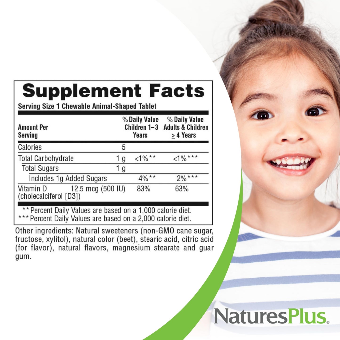 NaturesPlus Animal Parade Vitamin D3 for Kids – 500 IU, Gluten Free, Vegetarian, Black Cherry Flavor – 180 Servings (2 x 90)