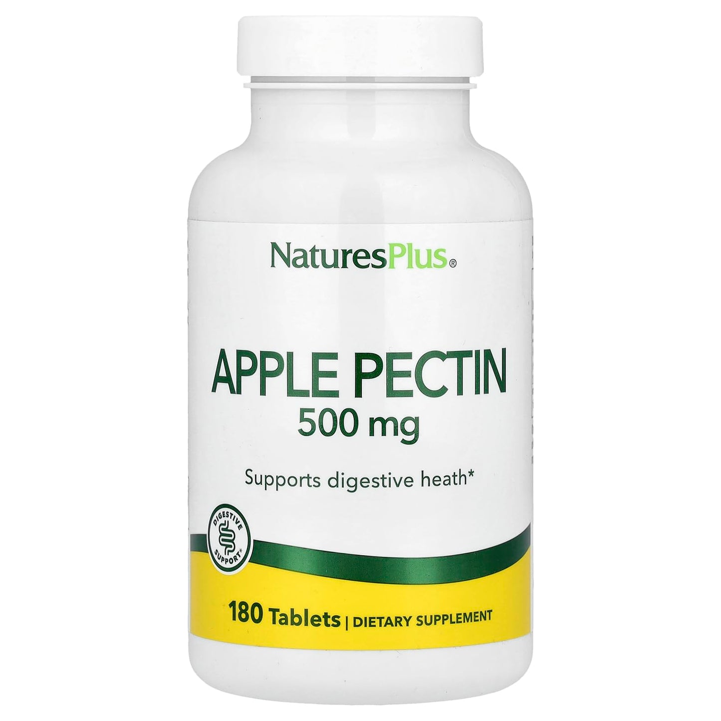 NaturesPlus Apple Pectin 500 mg | 180 Tablets – Natural Fiber Supplement | Vegetarian, Gluten Free